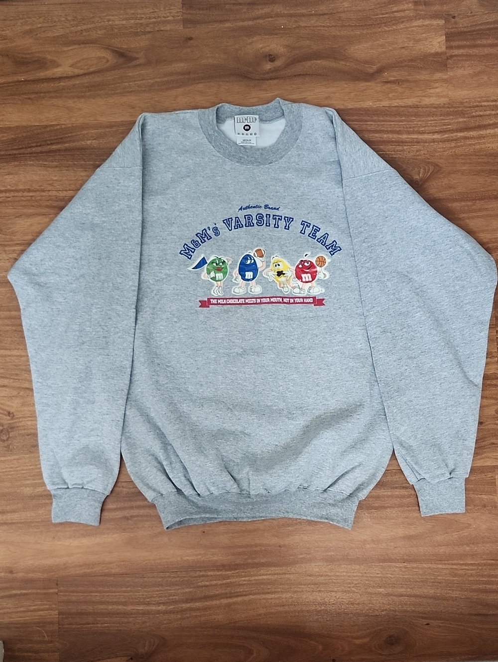 Vintage M&M'S Varsity Team Printed Sweatshirt Crewneck Pullover Sweater M